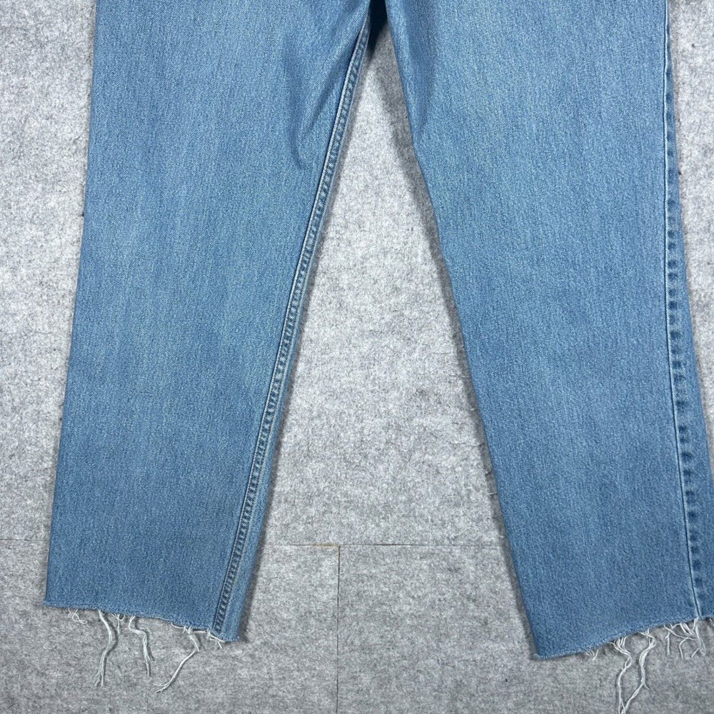 Levi's 516 Denim Jeans Mens 34x30 Blue Slim Fit Straight Leg Raw Hem - Picture 15 of 16